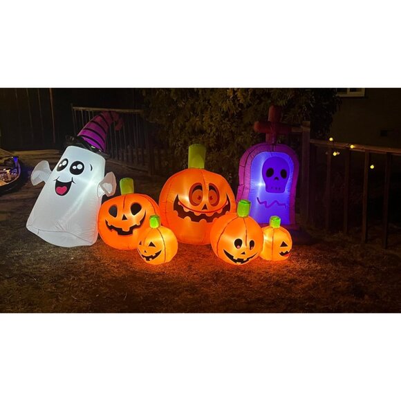 🆕4FT Christmas Inflatable Pumpkin Tombstone Window Wall Roof Outdoor Decoration - Picture 1 of 12